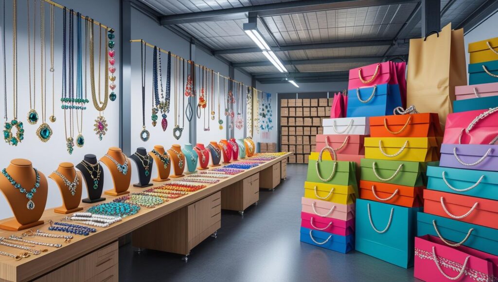 Import export business of imitation jewelry and paper bags